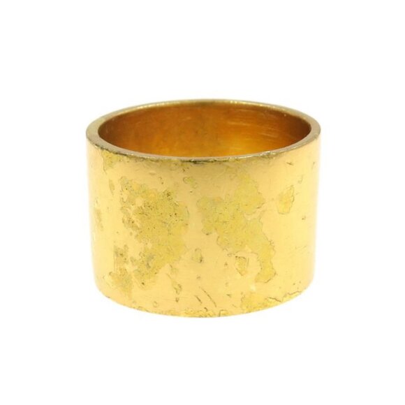 CHANEL CC Logo Rhinestone Band Ring size US6.25 Gold Tone 01A Auth - Picture 10 of 10